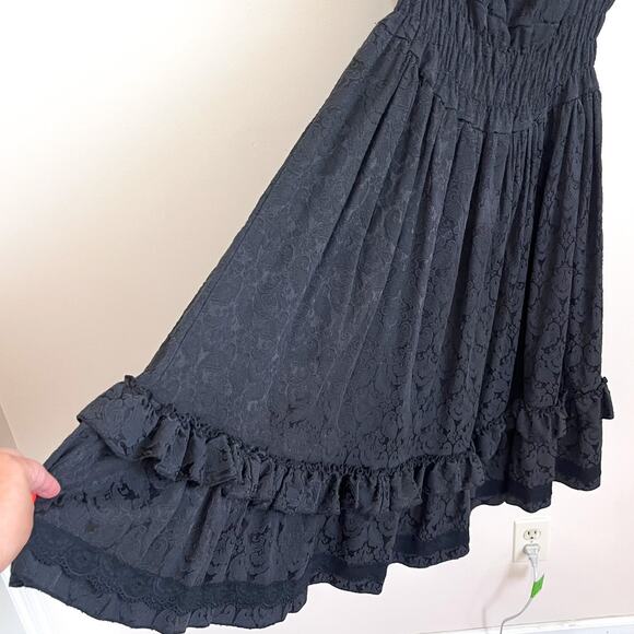 Milkmaid Whimsigoth Victorian Dark Romantic Dress Size M Black Ren Faire Ruffle - Picture 5 of 16